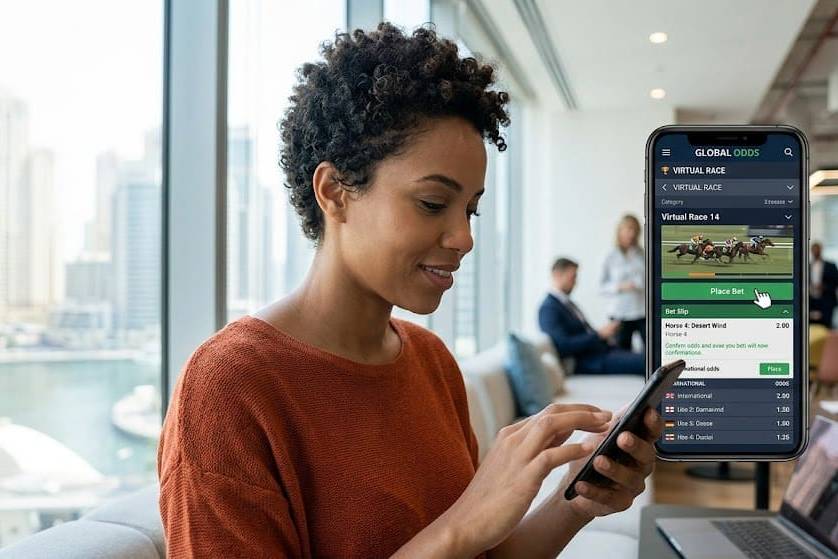 Virtuell sport kvinna bettar